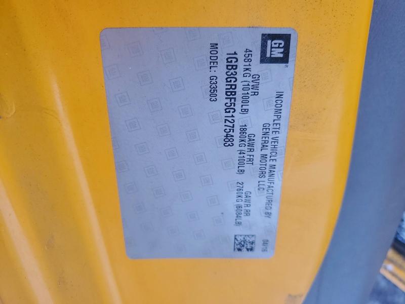 CHEVROLET MICRO BIRD 2016 VIN 1GB3GRBF5G1275483