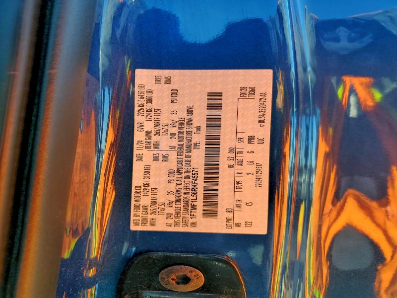 FORD F150 2024 VIN 1FTMF1L56RKF45571