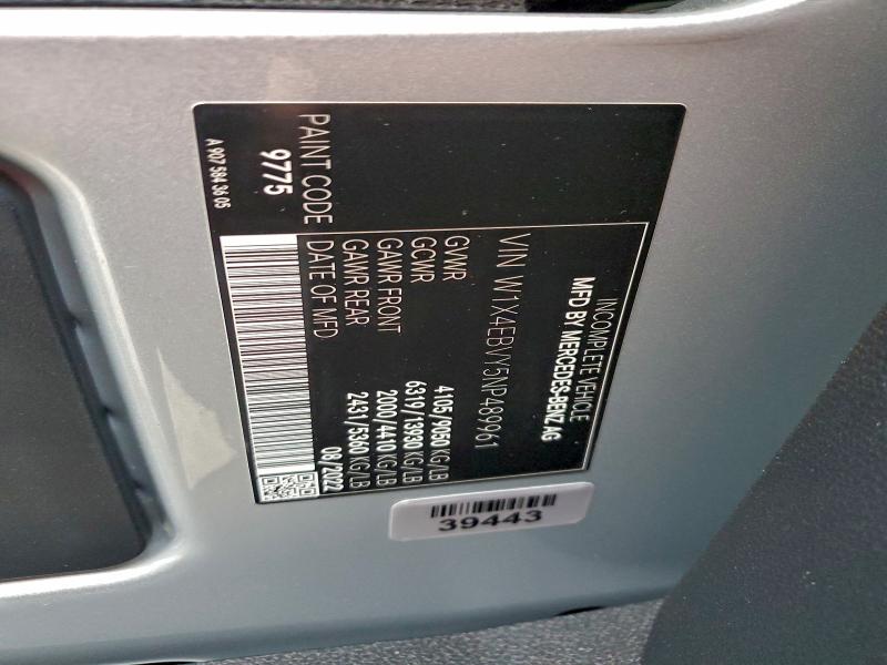 MERCEDES-BENZ SPRINTER 2022 VIN W1X4EBVY5NP489961