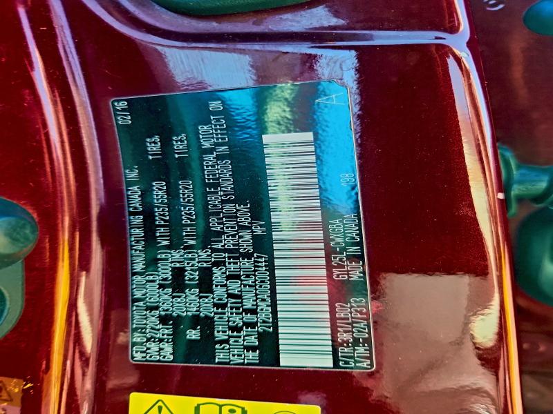 LEXUS RX450 2016 VIN 2T2BGMCA0GC004447