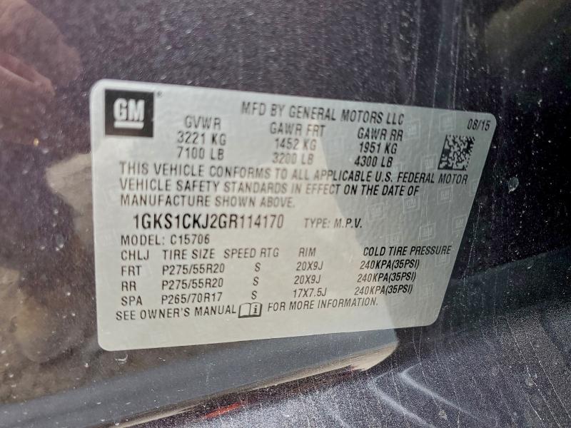 GMC YUKON 2016 VIN 1GKS1CKJ2GR114170