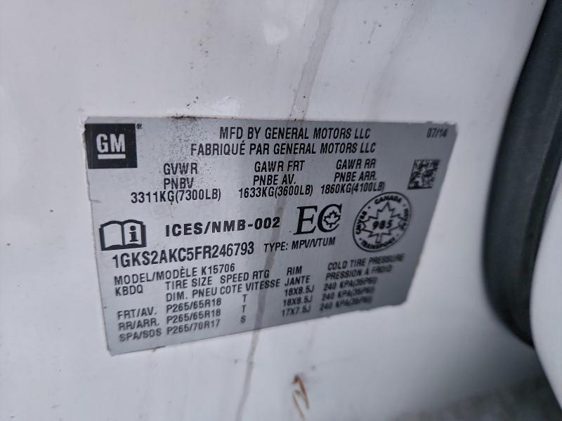 GMC YUKON 2015 VIN 1GKS2AKC5FR246793