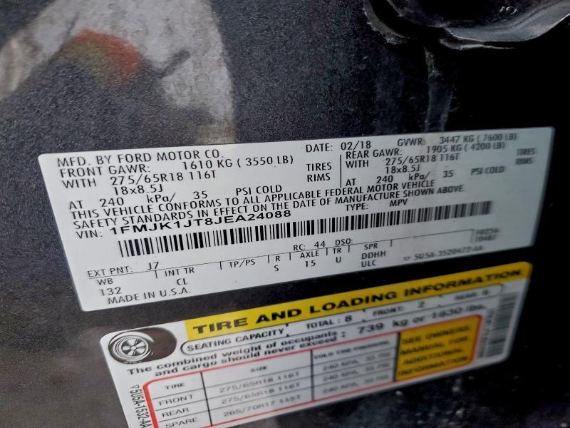 FORD EXPEDITION 2018 VIN 1FMJK1JT8JEA24088