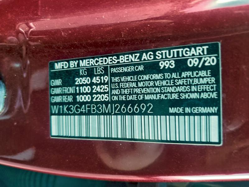 MERCEDES-BENZ A-CLASS 2021 VIN W1K3G4FB3MJ266692