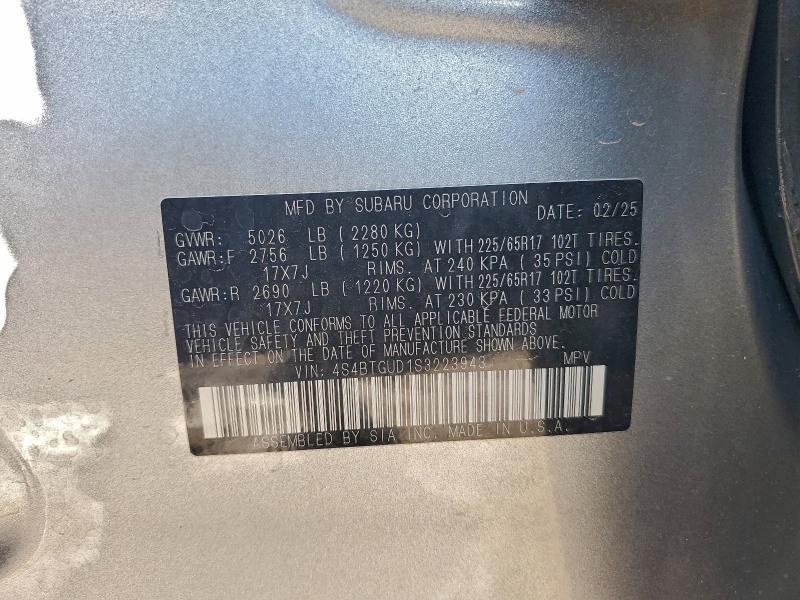 SUBARU OUTBACK WI 2025 VIN 4S4BTGUD1S3223943