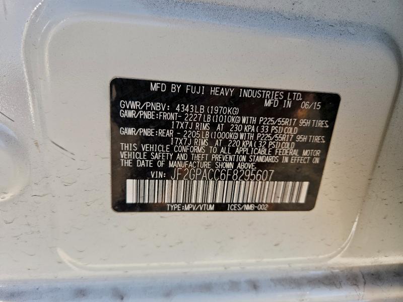 SUBARU XV 2015 VIN JF2GPACC6F8295607