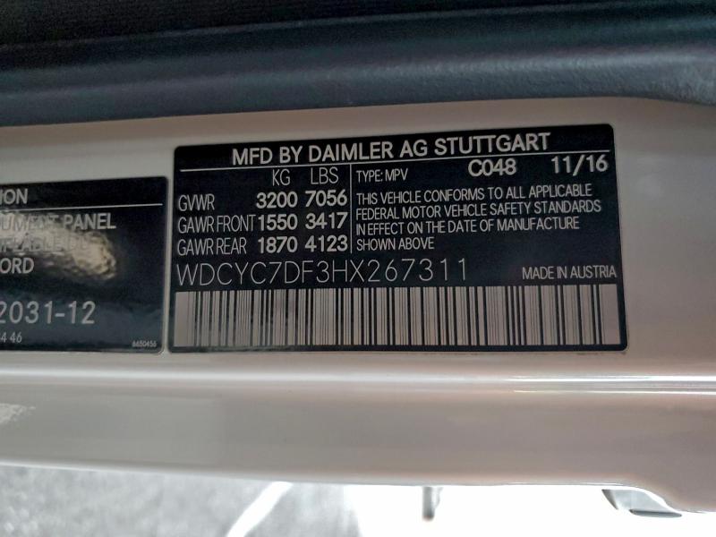 MERCEDES-BENZ G-CLASS 2017 VIN WDCYC7DF3HX267311