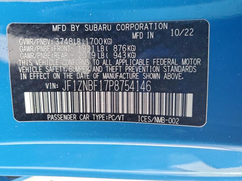 TOYOTA GR 86 PREM 2023 VIN JF1ZNBF17P8754146