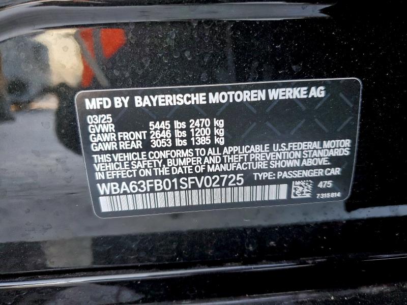 BMW M440XI GRA 2025 VIN WBA63FB01SFV02725