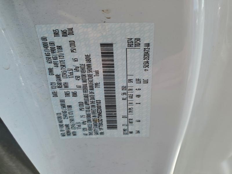 FORD F350 2022 VIN 1FT8X3DT9NED00103