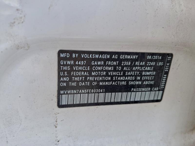 VOLKSWAGEN CC 2015 VIN WVWBN7AN5FE803041