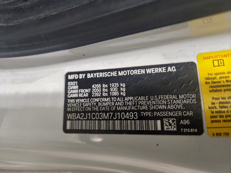 BMW 2 SERIES 2021 VIN WBA2J1C03M7J10493
