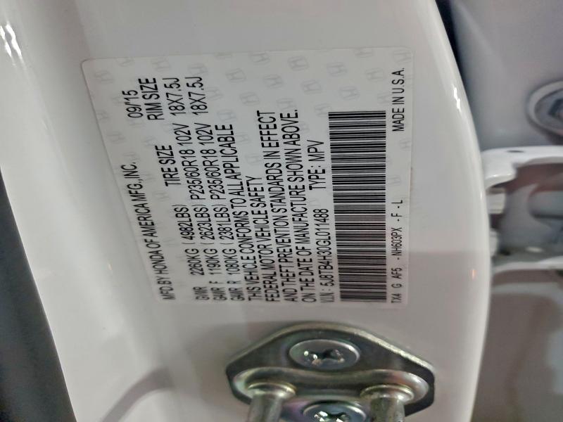 ACURA RDX 2016 VIN 5J8TB4H30GL011488