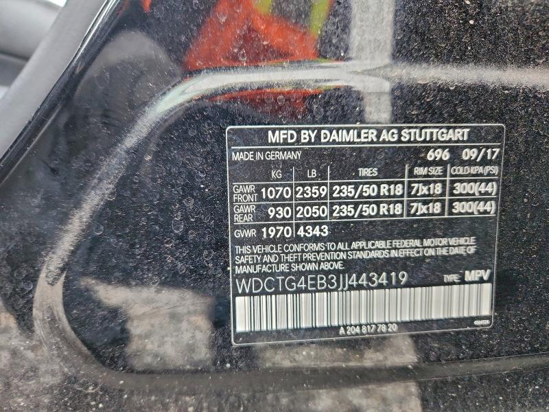 MERCEDES-BENZ GLA-CLASS 2018 VIN WDCTG4EB3JJ443419