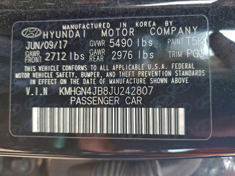 GENESIS G80 2018 VIN KMHGN4JB8JU242807