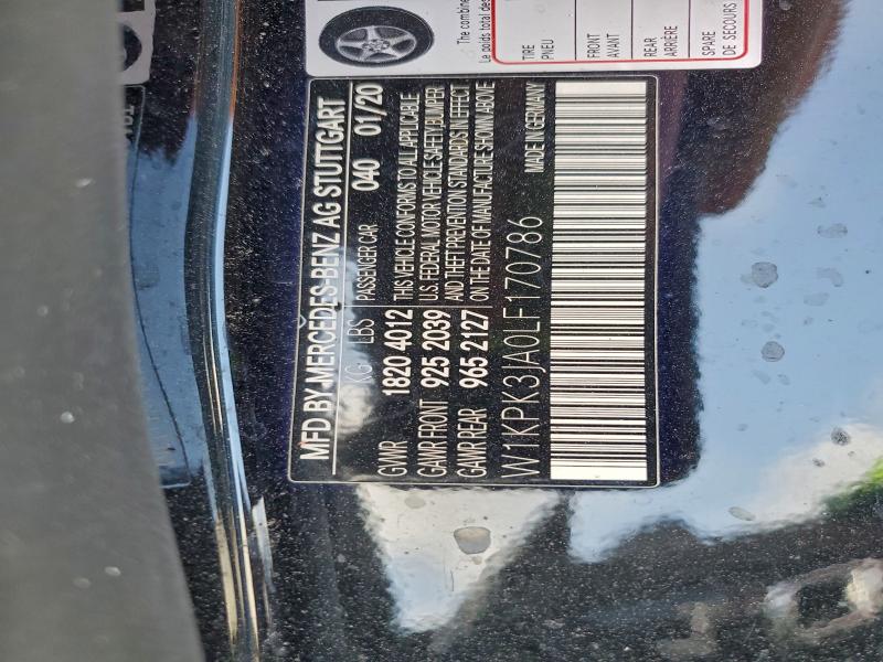 MERCEDES-BENZ SLC-CLASS 2020 VIN W1KPK3JA0LF170786