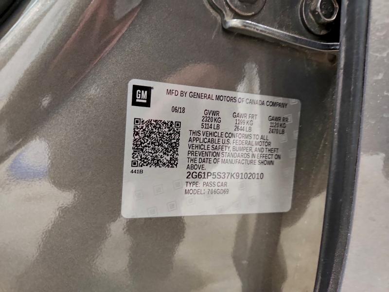 CADILLAC XTS 2019 VIN 2G61P5S37K9102010