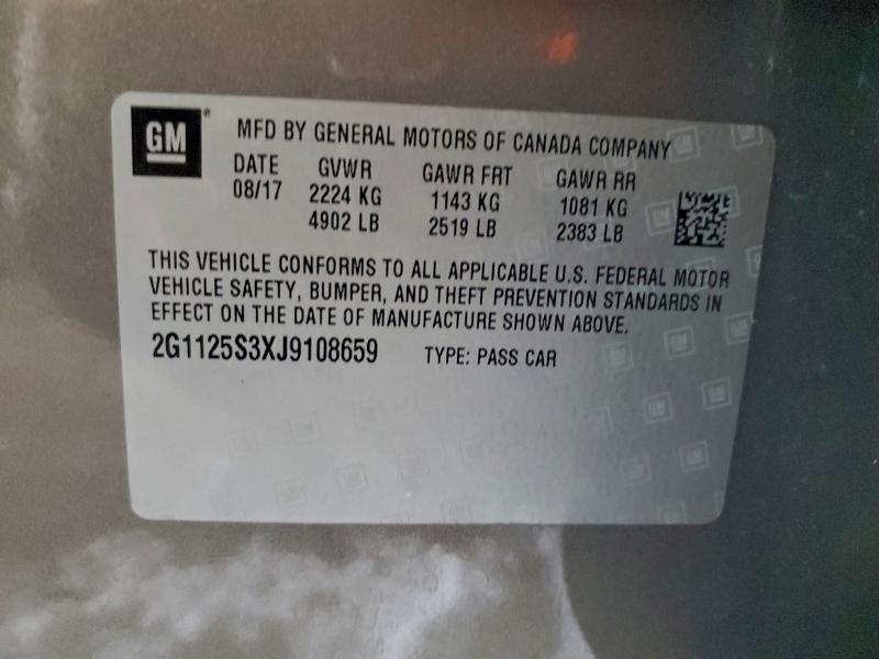 CHEVROLET IMPALA 2018 VIN 2G1125S3XJ9108659