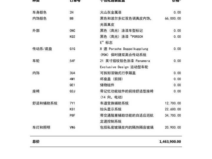 Porsche Panamera Hybrid 2023 2023款 改款 Panamera 4 E-Hybrid 铂金版 2.9T