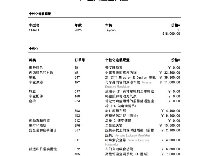 Porsche Taycan 2025 2025款 Taycan