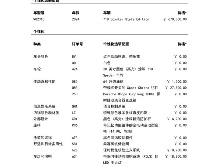 Porsche 718 2023 2023款 Boxster Style Edition 2.0T