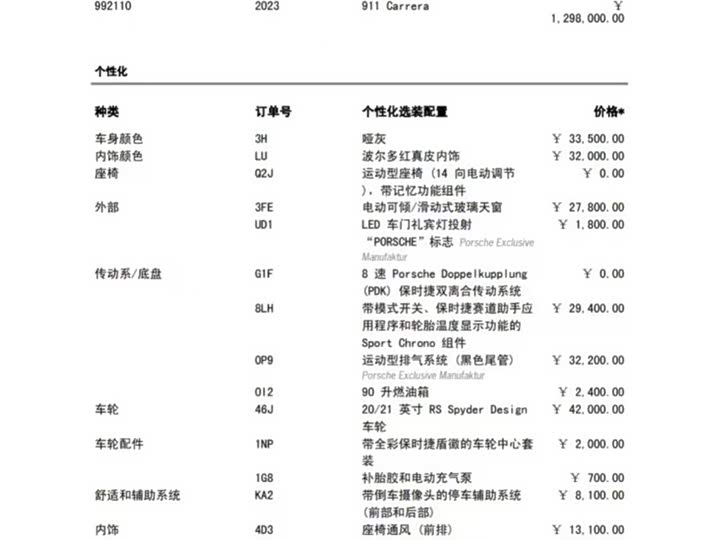Porsche 911 2023 2023款 Carrera 3.0T