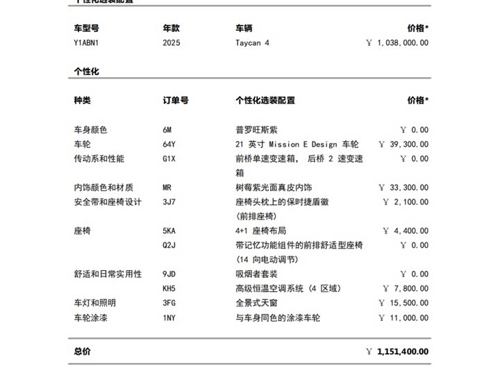 Porsche Taycan 2024 2024款 Taycan 4